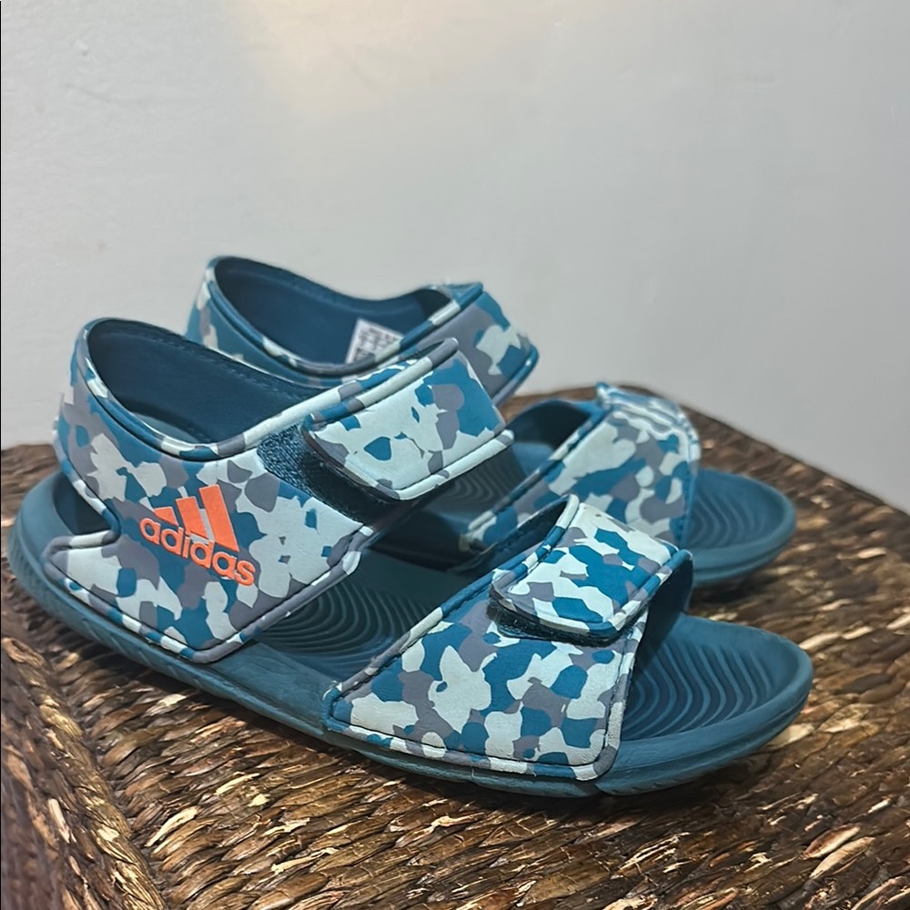 adidas Blue Camouflage Sandals with Velcro Straps